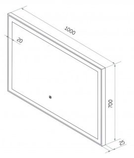 Зеркало с подсветкой Continent Frame Black ЗЛП188 с сенсорным выключателем 100см чёрный